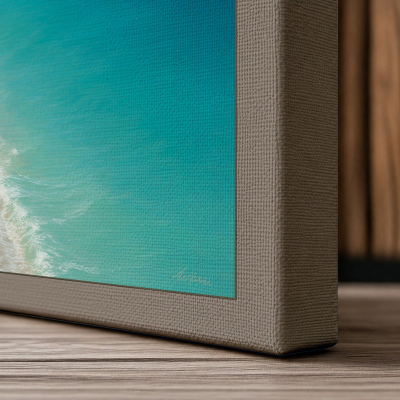 Clifftop Seascape Coastal - Wrapped Canvas, 36x24 - 91.4 x 61.0 cm, Taupe Border