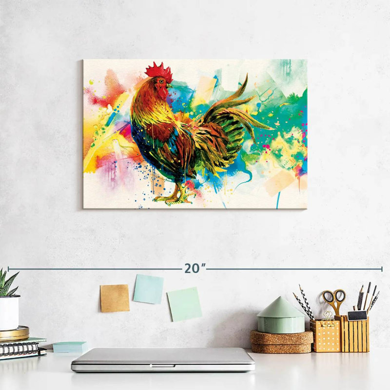 Chickens and Roosters Rooster, reproduction d'art sur toile, H 8 po x l 12 po x P 1 po