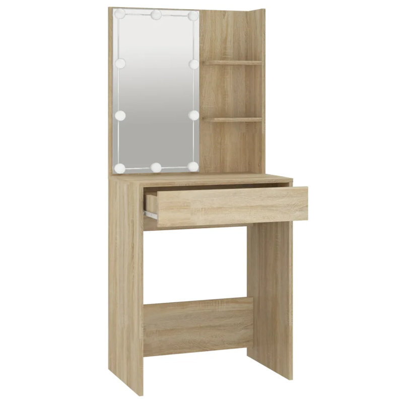 Joslyne Dressing Table with Mirror, Sonoma Oak