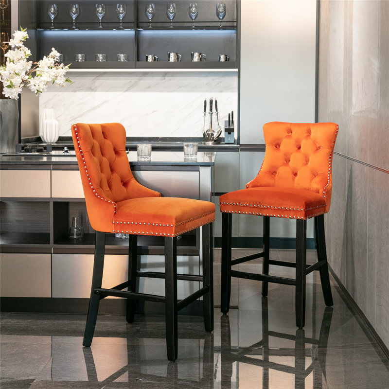 Tabouret d'appoint, tabourets de bar, tabourets de bar et tabourets de bar 2 pièces, Noir, Orange