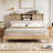 Rattan Full Bed Frame With Sliding Door Shelf Headboard, Bohemian Rattan Bed Frame Full Size With Shelves-648117957