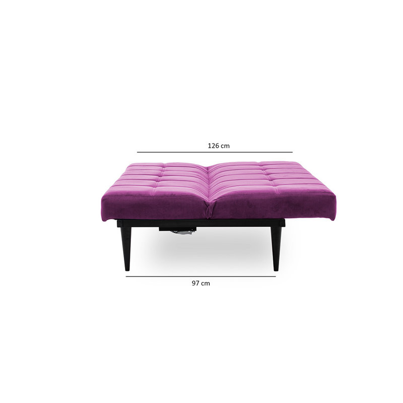 Canapé convertible à dossier touffeté de 76 po de large Breac, 100 % polyester mauve
