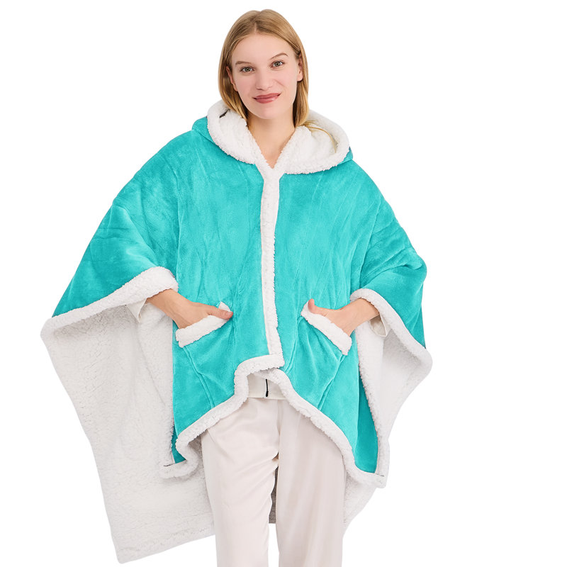 Poncho à couverture Sherpa, Sarcelle, Jeté