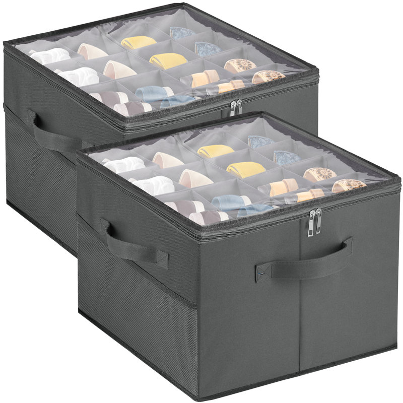 Boîte de rangement réglable pour cloisons avec sac de rangement pour chaussures en tissu transparent, Gris