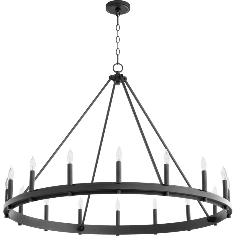 Lustre en roue de chariot à 16 lumières de style bougie Maddie-Leigh
