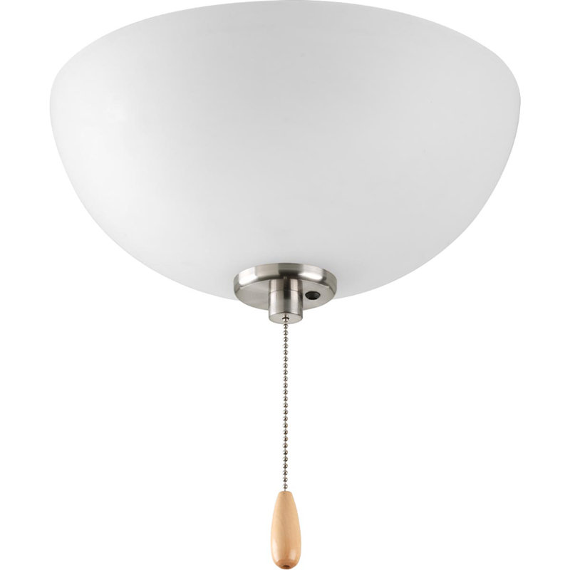 2 - Light Ceiling Fan Bowl Light Kit, Brushed Nickel/White