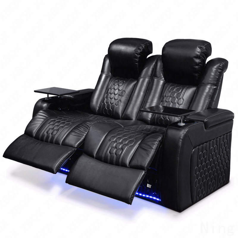 62.2" Top-Grain Nappa 2PC Power Recliner Set - RGB LED, Smart Charging, Fully Adjustable