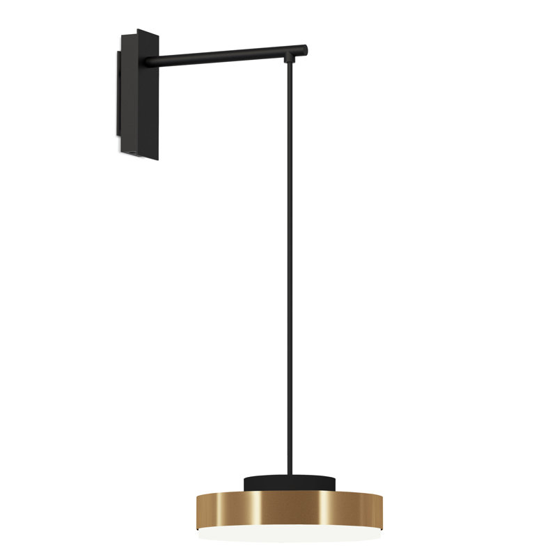 Discus Wall Lamp, Matt Black Silk Lacquered, Satin Brass