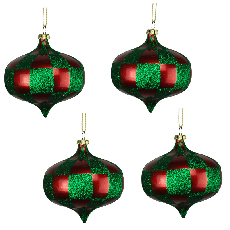 Ornement boule solide, Rouge / vert