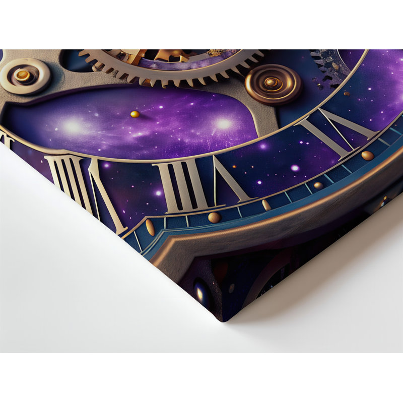 Toile, une vue de près d'une horloge Steampunk méticuleusement fabriquée révèle une combinaison fascinante de laiton poli et d'art mural sur toile profonde
