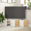 Meuble télé moderne avec de nombreuses tablettes, blanc et chêne, 35,4 x 12,6 x 36,2 pouces | 100% panneau de particules enduit de mélamine, épaisseur: 0,7 pouce | Conception murale, élégante et fonctionnelle pour le salon-1160696564