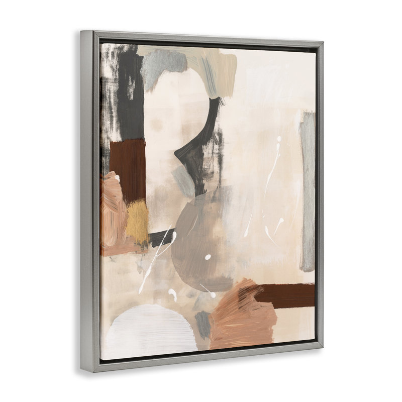 Art mural sur toile flottant abstrait expressif par Victoria Barnes, Cadre flottant gris lustré, H 31 po x l 25 po