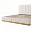 King Size Bed Frame With Linen Upholstered Thick Headboard, Solid Wooden Base, And Elegant Beige Finish-347010241