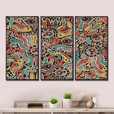 Ensemble de 3 reproductions d'art sur toile encadrées et abstraites