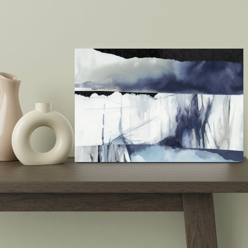 Layers of Storm and Ice I, art mural contemporain abstrait, H 12 po x l 18 po