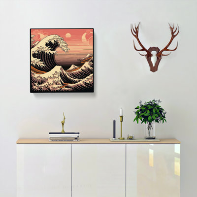 Japanese Wave Art Deco No.4 - Wrapped Canvas