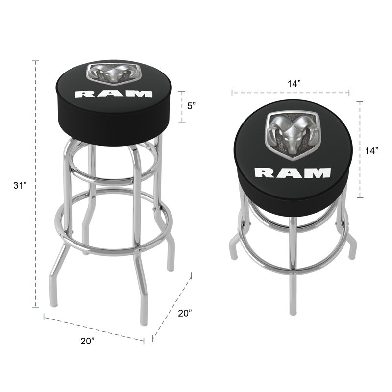 Swivel Upholstered Counter Stool with Metal Frame, Black