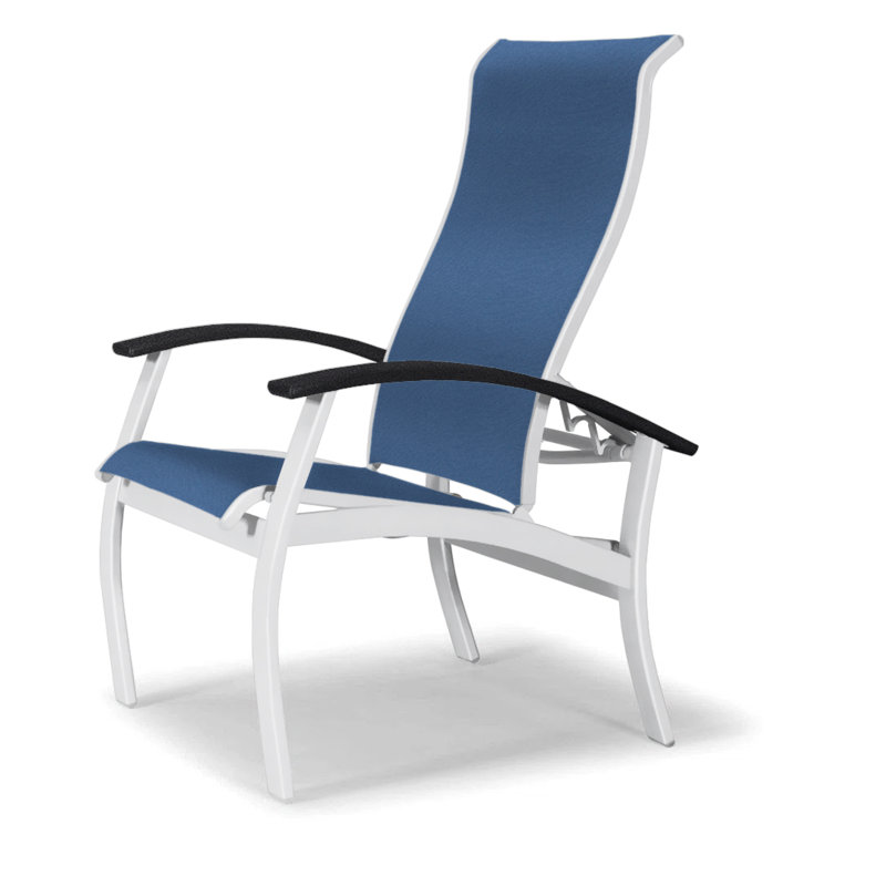 Chaise de patio Askar, Cobalt 35D Sunbrella®, Noir, Blanc brillant