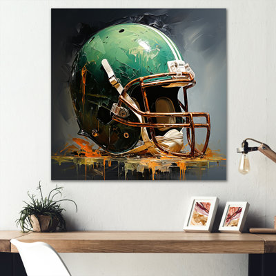 Casque de football américain vert et noir - art mural en métal Sport Football