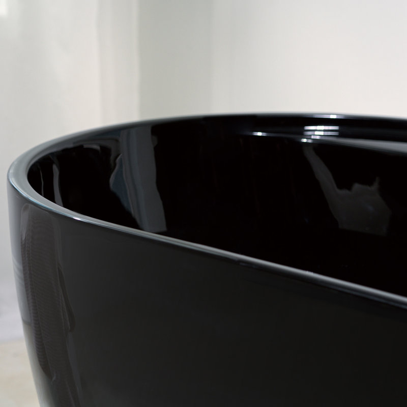 67" x 31.5" Freestanding Soaking Acrylic Bathtub, Brushed Nickel, Glossy Black