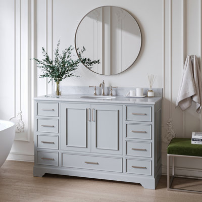 55'' Single Bathroom Vanity with Carrara Marble Top