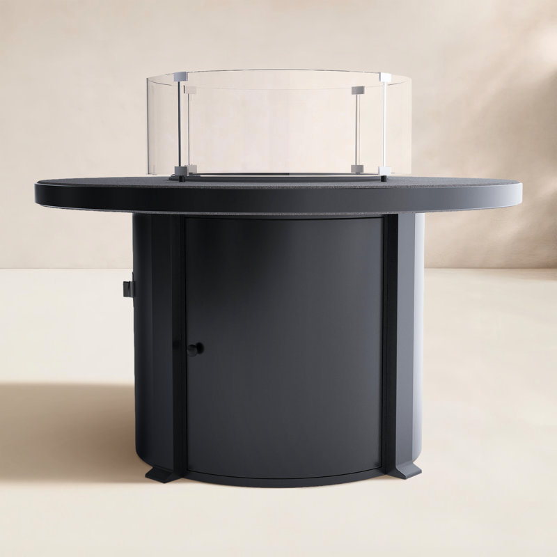 Townsend Round Aluminum Smokeless Fire Pit Table with Hidden Fuel Tank, Dark Gray