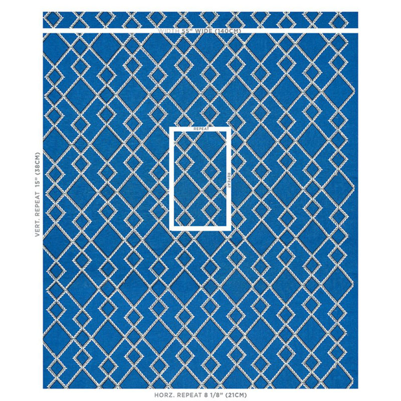 Branson Embroidery Fabric, Blue