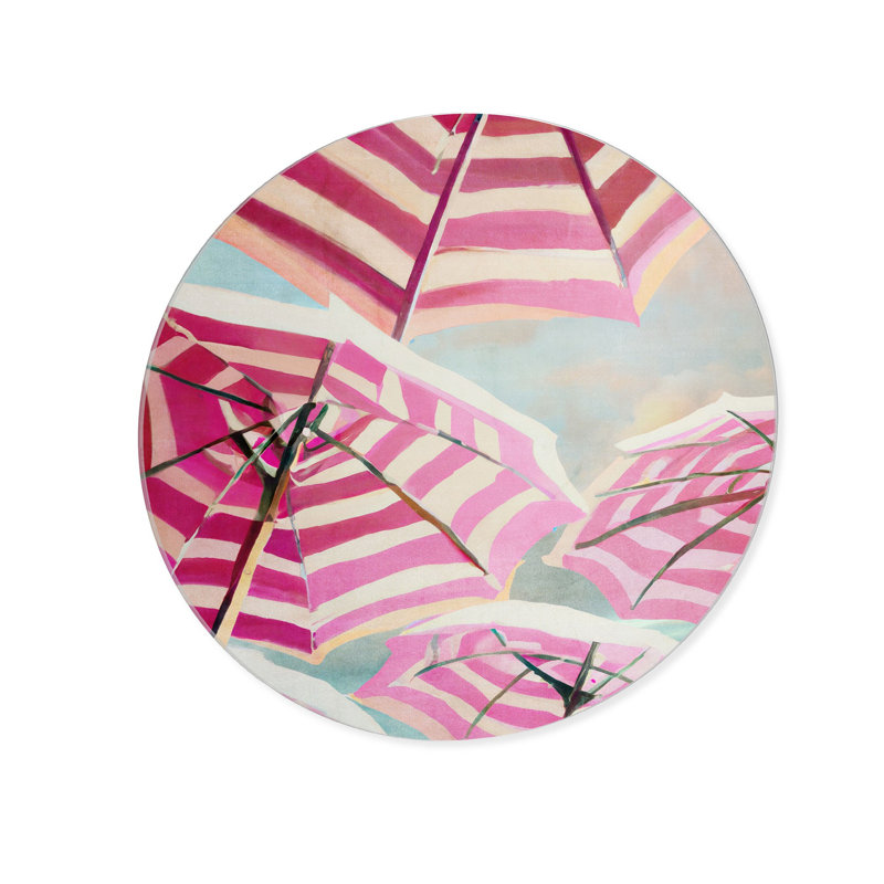 Playa Parasols Round Acrylic Art by Oliver Gal, 12" H x 12" W