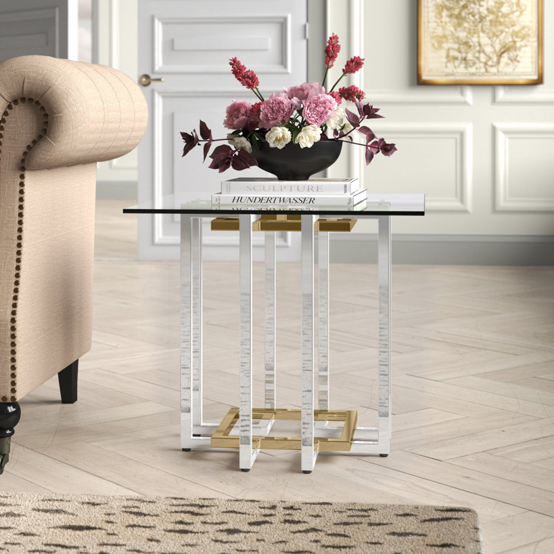 Temple Cloud Glass Top End Table