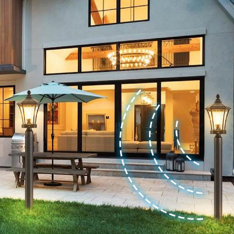 Outdoor Post Lantern Head Light With Motion Sensor