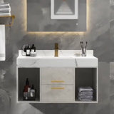 Cregger Gray Wall-Mounted Bathroom Vanity With Sintered Stone Top