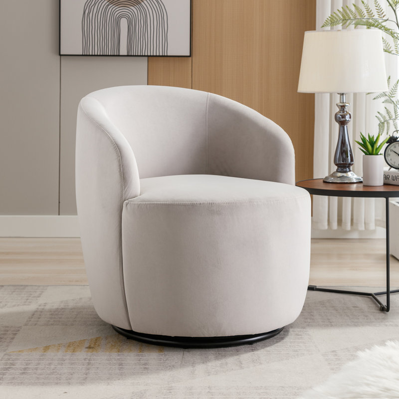 Genece Upholstered Swivel Accent Chair, Gray Velvet