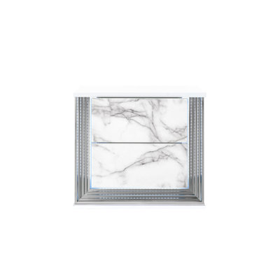 MOON WHITE MARBLE NIGHTSTAND WITH LED