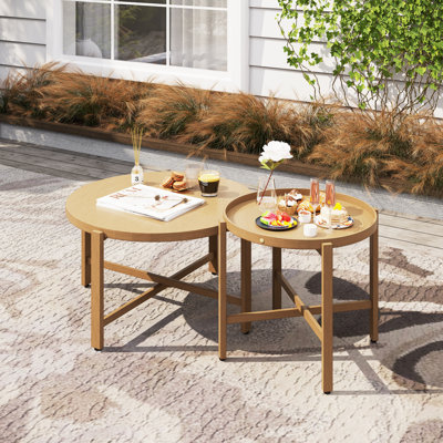 Round Metal Outdoor Coffee Table , 70.993cm W 70.993cm D
