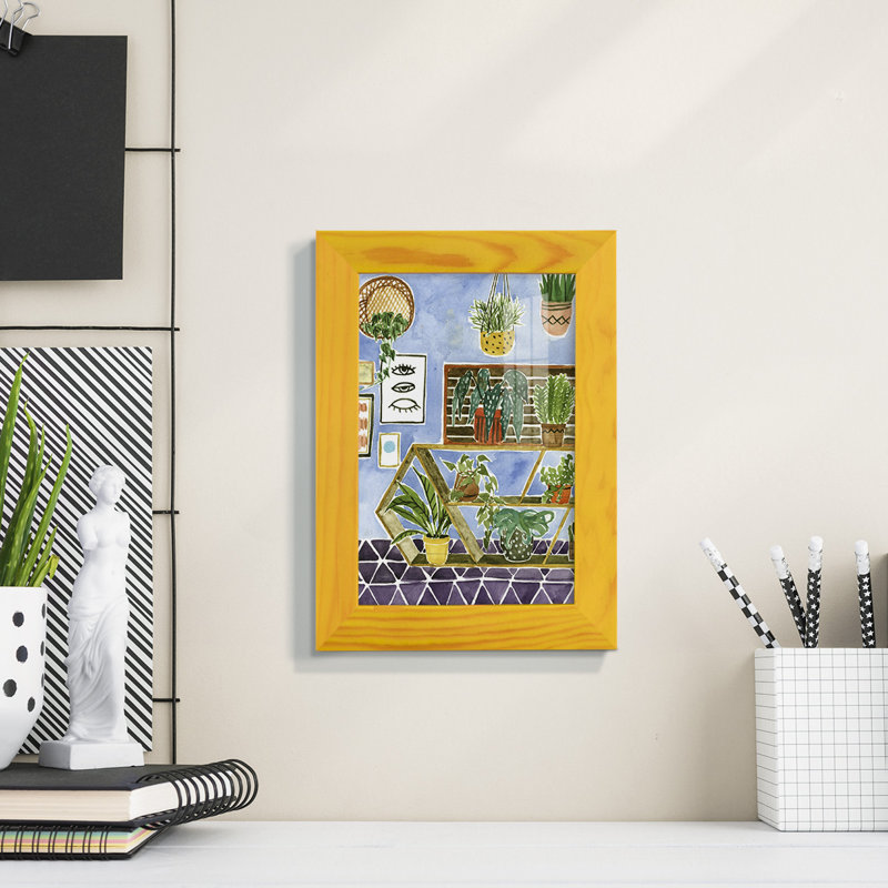 Cecere Way To The Jungle I, reproduction d'art encadrée, H 7 po x l 5 po x P 1 po, Jaune tournesol