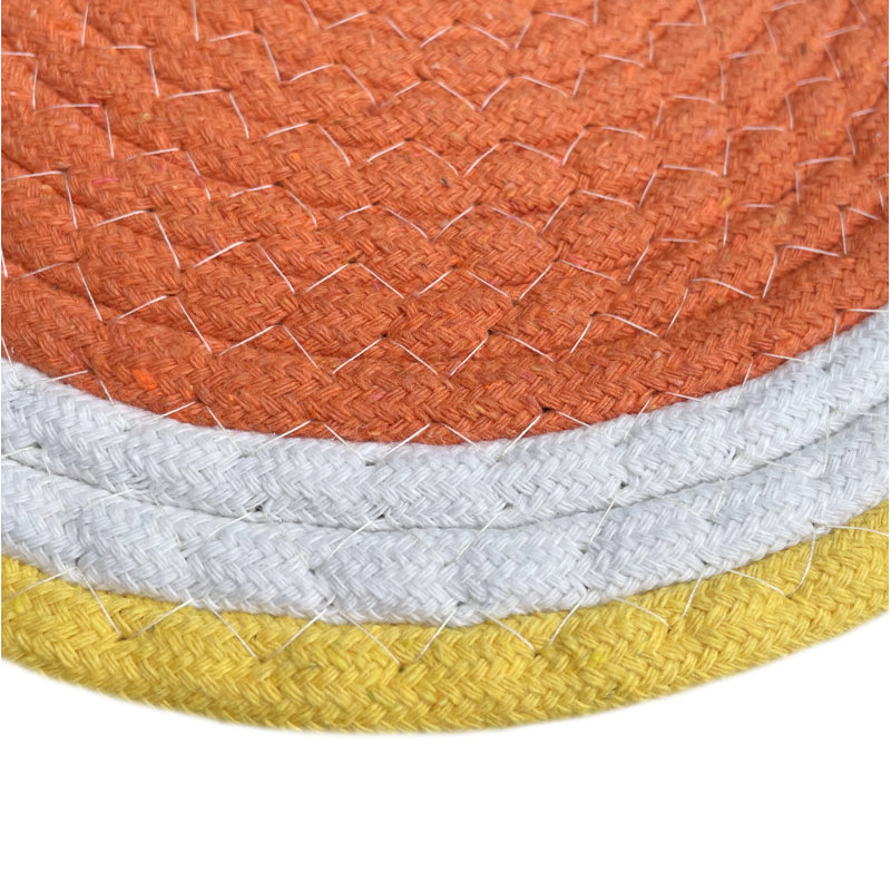 Polyester Round 6 Piece Trivet Set, Orange/Yellow/White