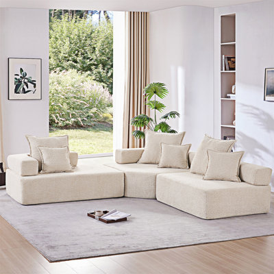 Modular L Shaped Sectional Sofa,Convertible Compressed Couch
