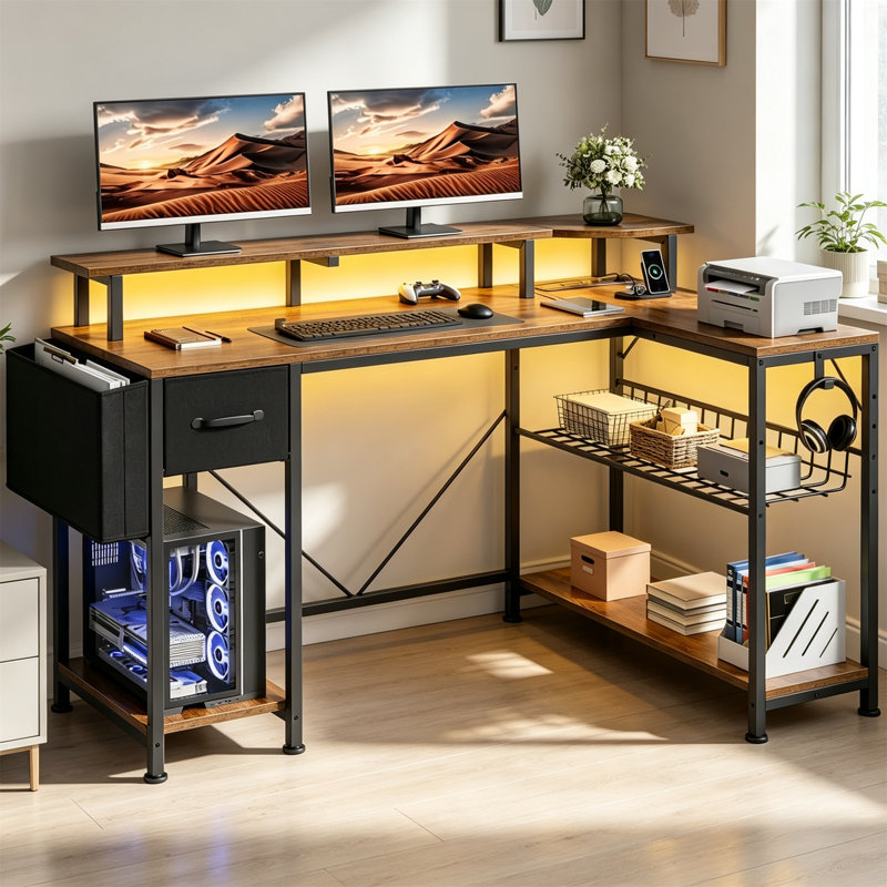 L-Shaped MDF Computer Desk