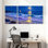 Abstrait au clair de lune, vagues de l'océan avec voilier et étoiles, ensemble de 3 impressions sur toile