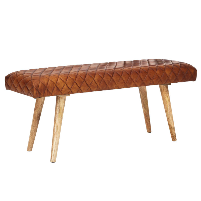 Pilar 100% Leather Upholstered Bench