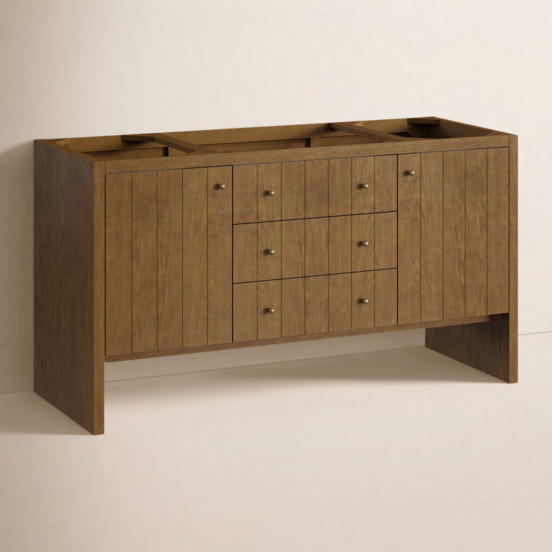 Hudson 60'' W Single Bathroom Vanity Base, Honey Oak