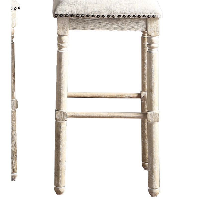 Tabouret à hauteur de comptoir 2, brun clair - rembourrage en mousse, 2 tabourets en bois, matériau de rembourrage