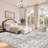 Floral Border Foldable Washable Area Rug –Light Blue-1762383671