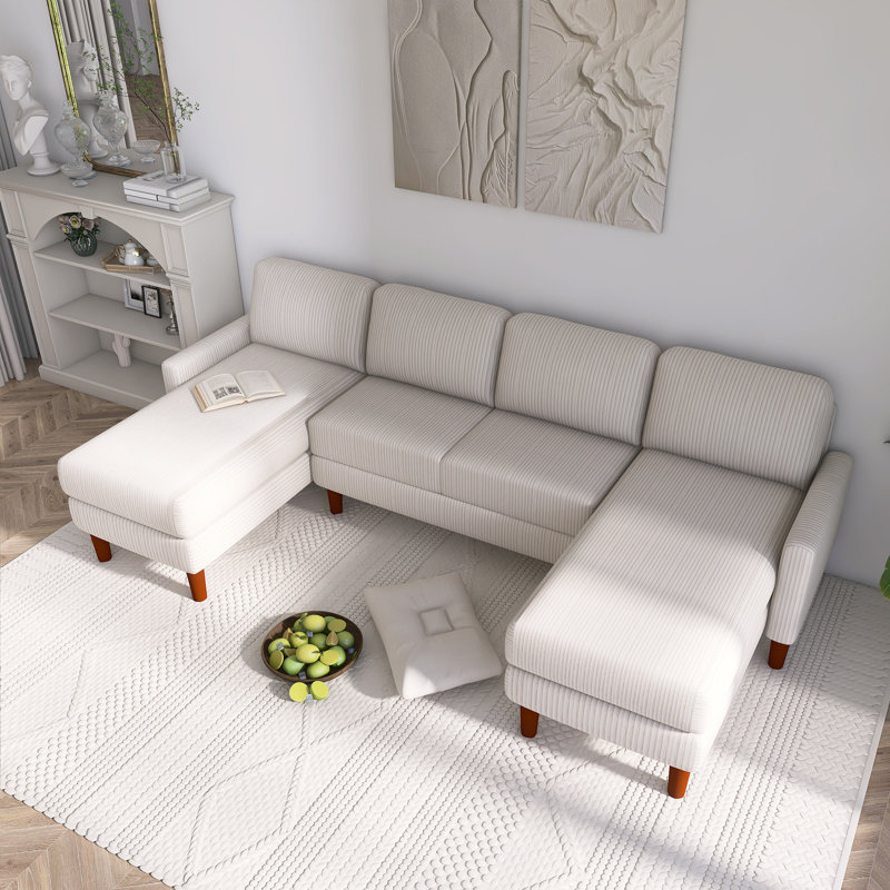 U-SHAPED COMBINATION SOFA WITH SPONGE-FILLEDCUSHIONS, Beige