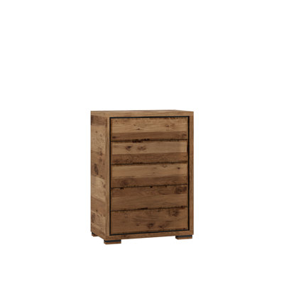 Bilgehan Solid Wood 90cm W 5 - Drawer Chest of Drawers