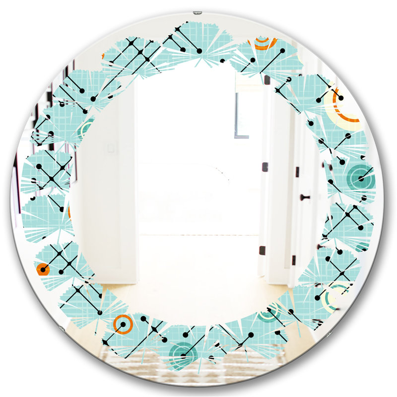 Miroir mural Coastal, H 23,6 po x l 23,6 po, Feuilles, dessin abstrait