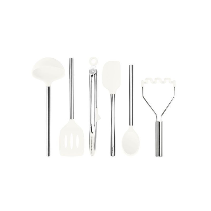 Silicone Utensil Set of 6 - Black, White