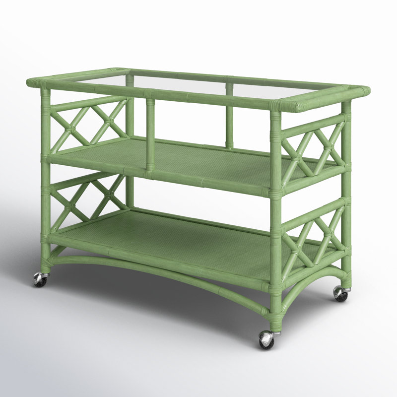 Abbott Wicker / Rattan Bar Cart, Celery