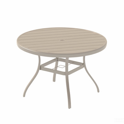 Outdoor Round Patio Dining Table For 6-7, All Weather Metal Dining Table With Umbrella Hole For Deck Lawn Garden Backyard(Only have a table)