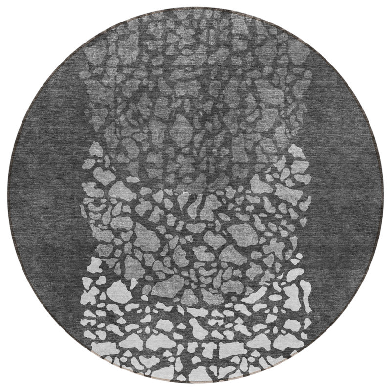 Abstract Machine Woven Polyester Indoor / Outdoor Area Rug, Round 8'